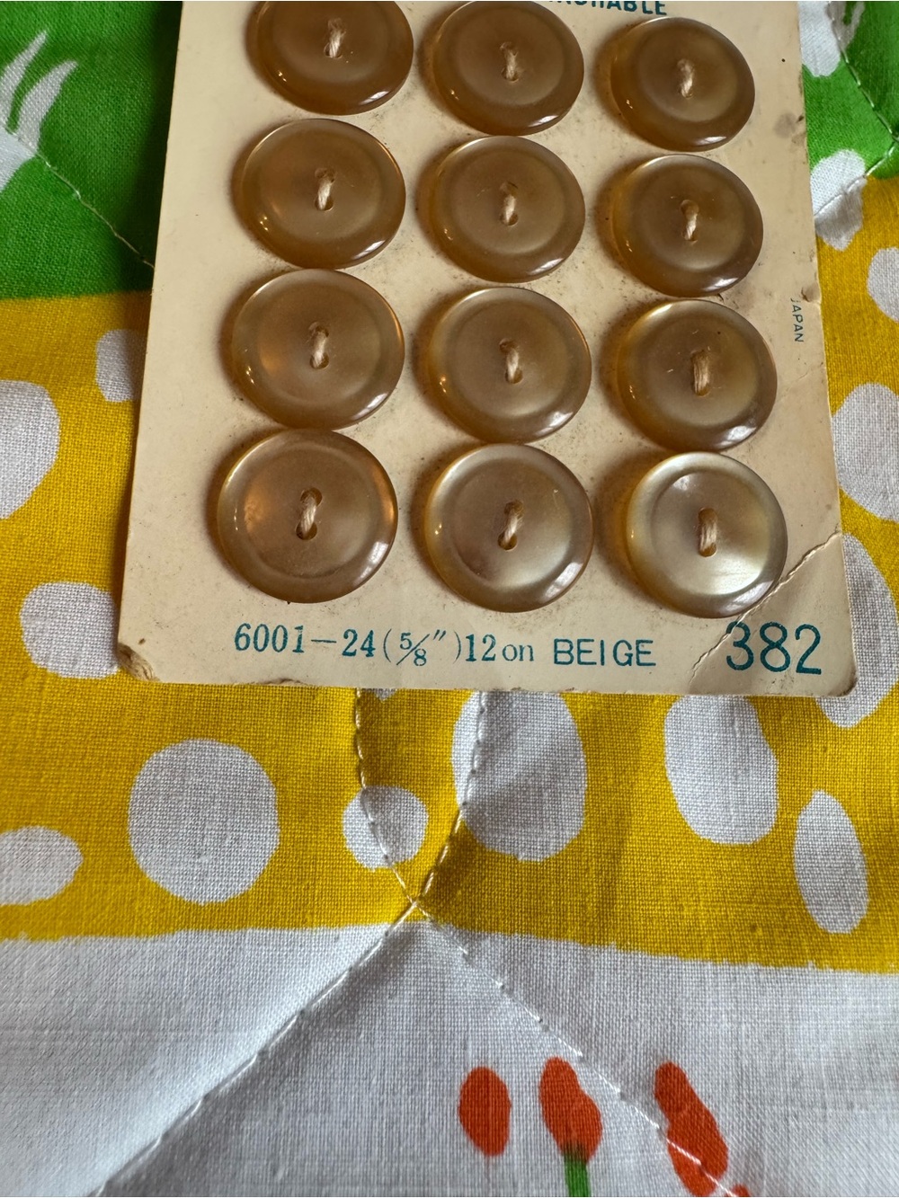 vintage Le Bouton 5/8" beige 2-hole shank buttons - Picture 2 of 8